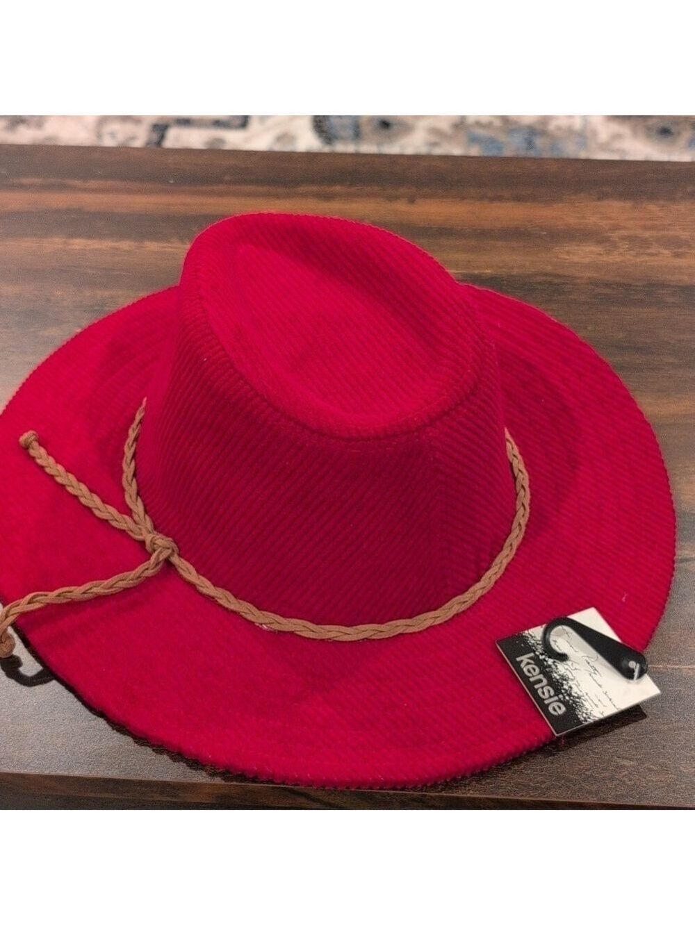 Kensie NWT Red corduroy Fedora ,3"Brim ,leather band . - Picture 6 of 6